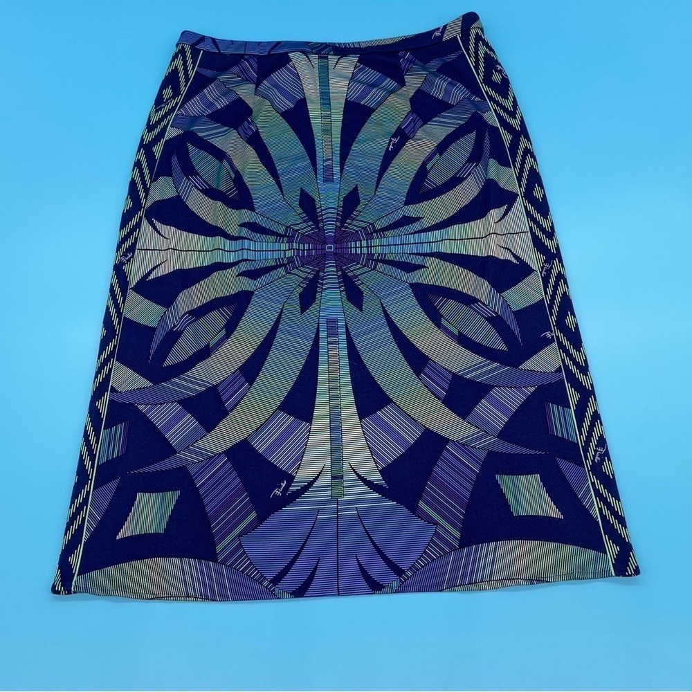 Vintage Emilio Pucci 2 Piece Skirt Set 100% Silk Geometric Pattern Multi Size 6 - Picture 10 of 13